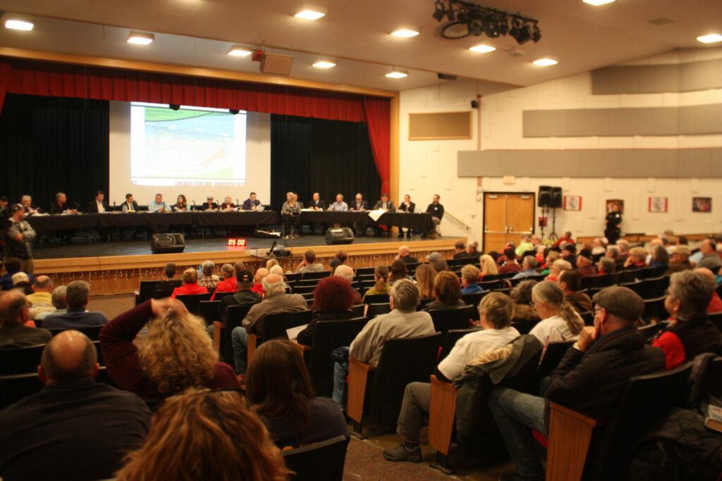 Over 200 people gather at a public hearing in Elizabeth Forward Middle School Auditorium